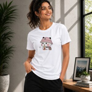 Cute Sipper Bear Graphic T-Shirt